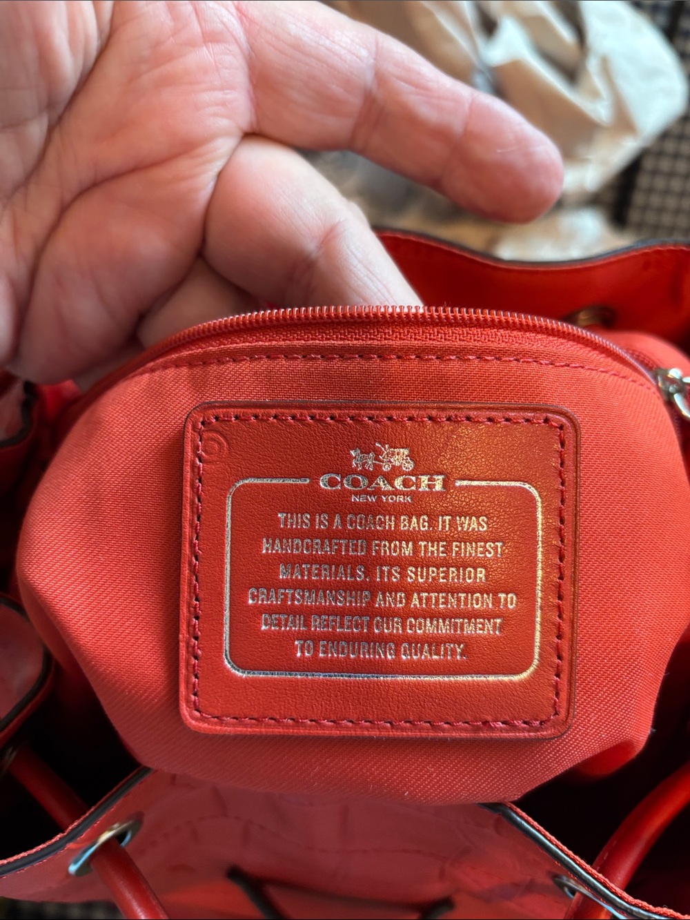 Coach Red Leather turnlock rucksack with Front Pockets - Picture 8 of 10